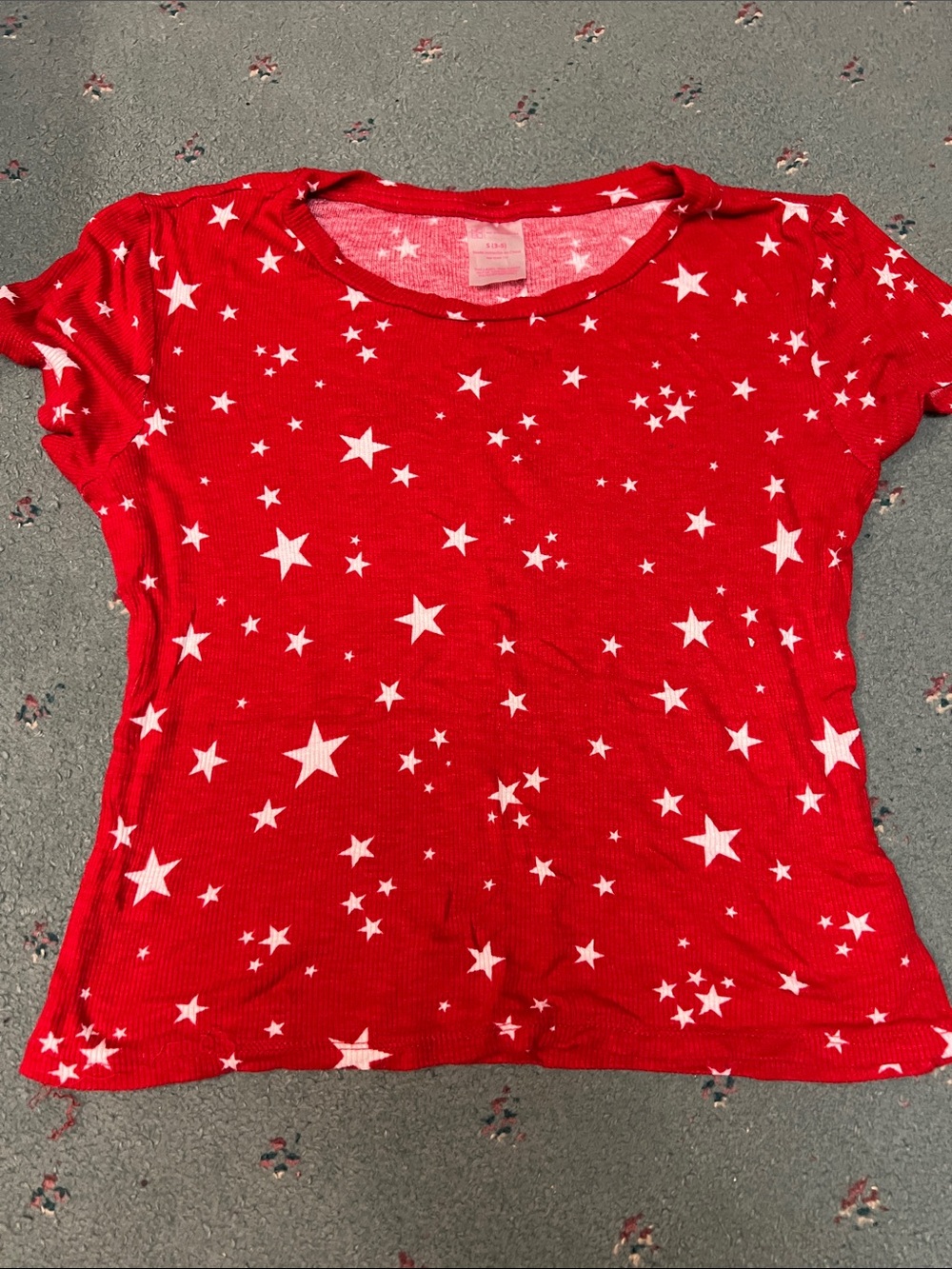 No Boundaries Red Short Sleeve Star Print Tee